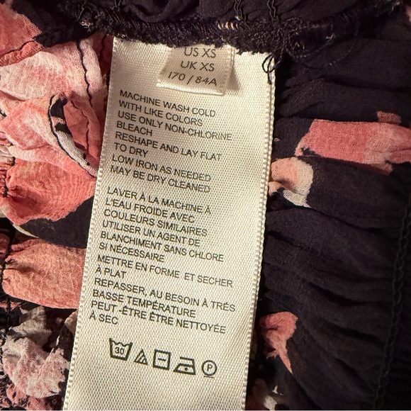 Free People Daphne Floral Lace Sheer Smocked Top Midnight Combo Boho Chic XS EUC - Picture 7 of 16